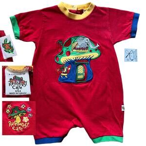 Rainforest Cafe Colorblock Mushroom Frog and Elephant Bodysuit Baby Sz 12 Months